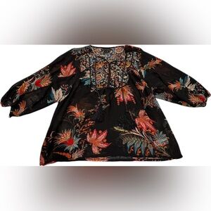 i jeans by Buffalo Black Floral Embroidered Blouse